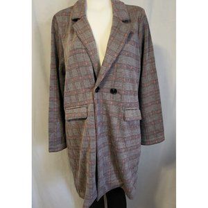 Philosophy Red & Black Plaid Long Coat, Size Medium, Long Sleeved, NWT